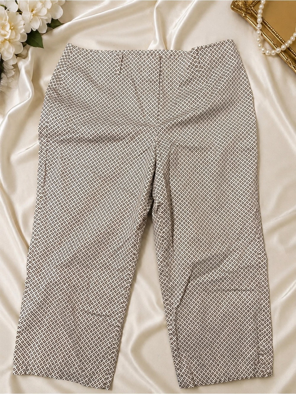 Talbots Petites High-Rise Geometric Print Crop Pants